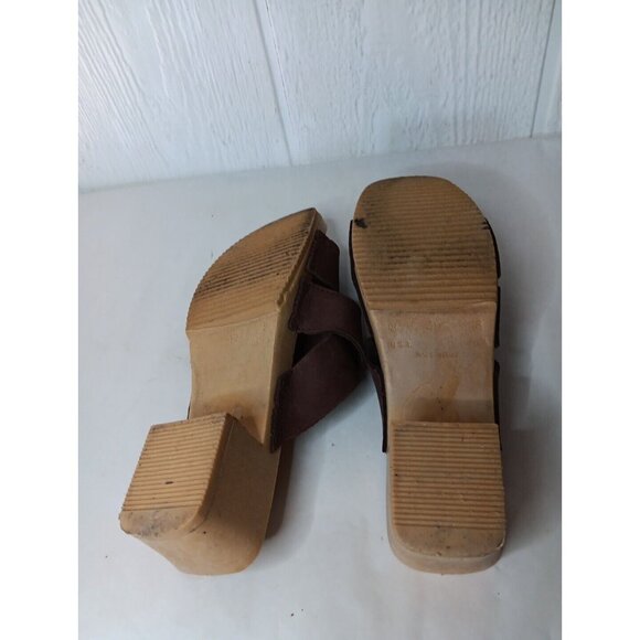 Vtg Romano Randi Sandals Clogs Women's 8 Brown Suede Leather Block Heel  Italy - Picture 4 of 6